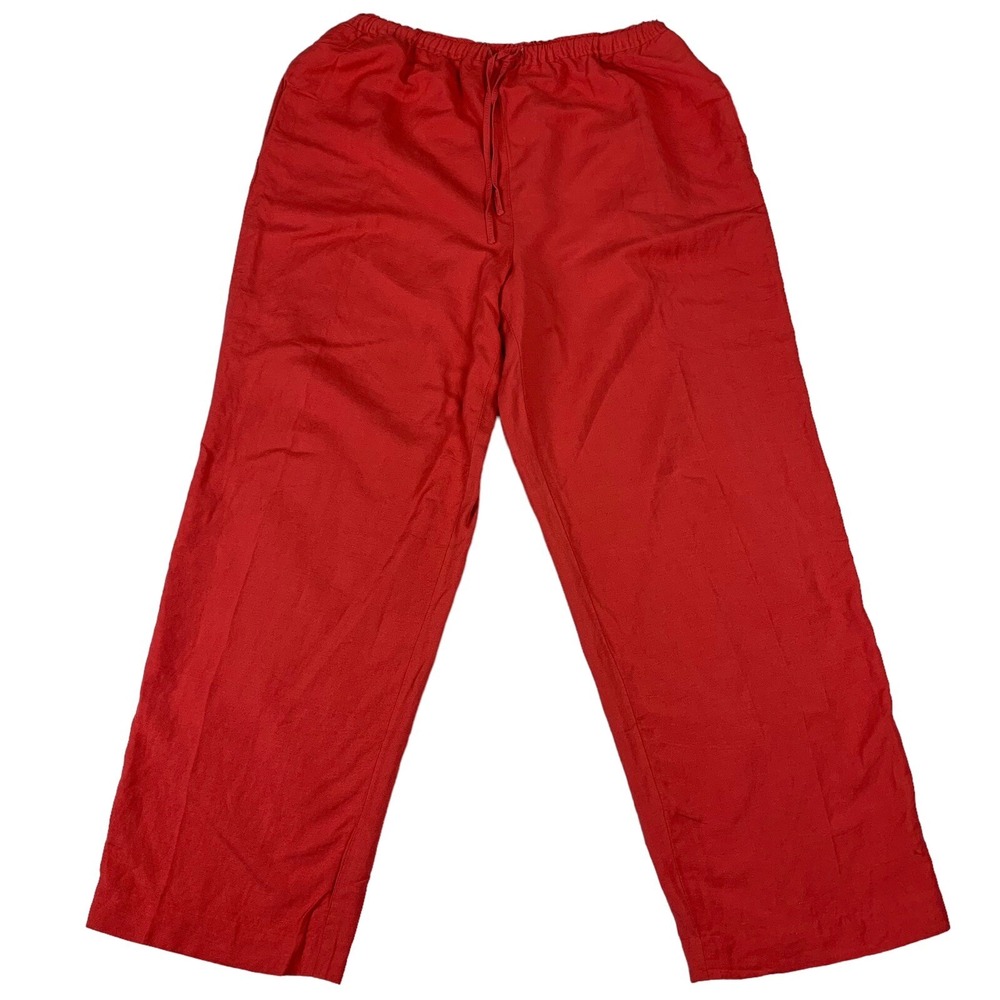 Style Co‎ Pants Womens 12 Orange Linen Blend Cropped Coastal Grandma